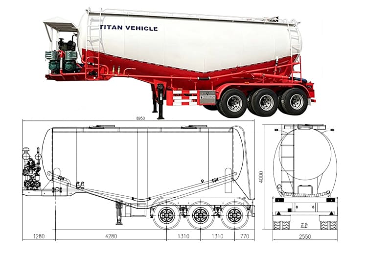 TITAN 3 Axle 30CBM Dry Bulk Tanker Trailer for Sale in Zambia