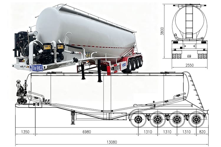 TITAN 4 Axle 50CBM Bulk Cement Tank Semi Trailer for Sale in Ndola, Zambia