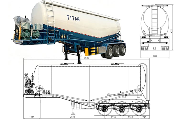 TITAN Pneumatic Cement Tanker Semi Trailer for Sale in Lusaka, Zambia-3 Axle 40CBM