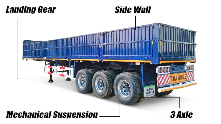 Titan Tri Axle Side Wall Semi Trailer for Sale in Zambia