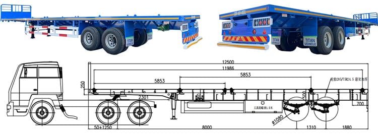 2 Axle 40ft Flat Deck Trailer for Sale In Guyana