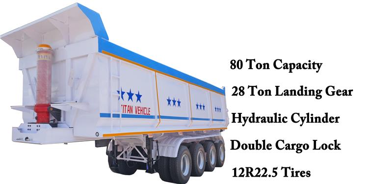 4 Axle 80 Ton Dump Trailer for Sale In Mali