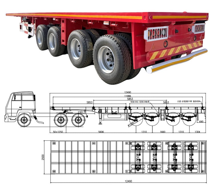 40FT 4 Axle Flatbed Trailer for Sale in Ghana Accra
