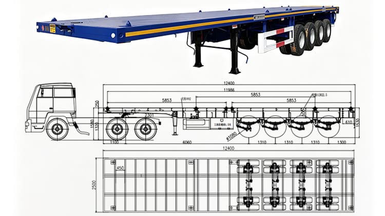 TITAN 4 Axle 40 Foot Flatbed Semi Trailer for Sale in Ghana