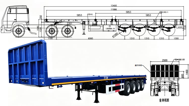 TITAN 4 Axle 12m Flat Deck Trailers for Sale in Tanzania