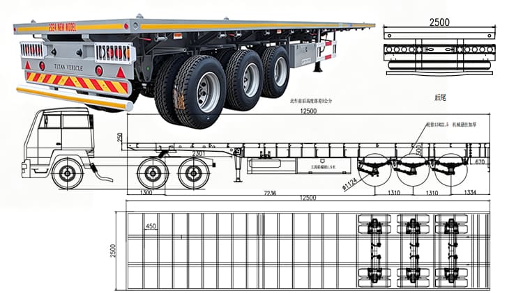 TITAN Heavy Duty Tri Axle Flatbed Trailer for Sale in Ghana