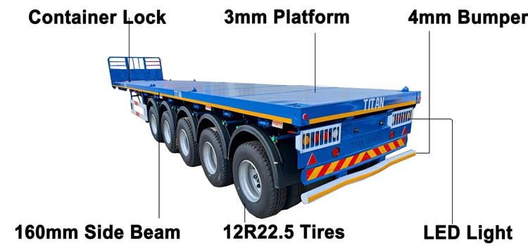 5 Axle Flatbed Container Trailer for Sale In Jamaica