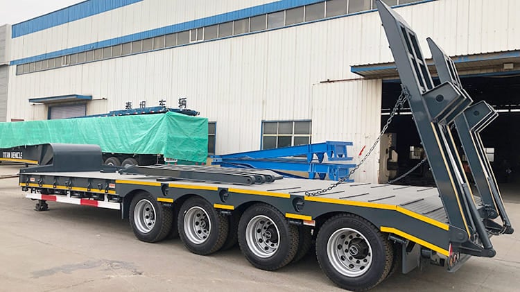 TITAN 4 Axle Semi Low Bed Trailer for Sale in Zimbabwe with Hydraulic Ramp