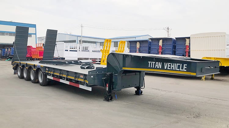 TITAN 4 Axle Semi Low Bed Trailer for Sale in Zimbabwe with Hydraulic Ramp