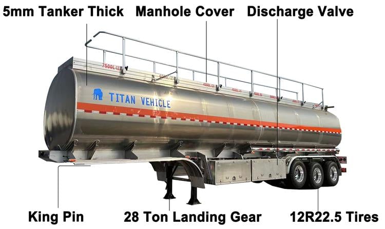 45000 Liters Aluminum Tanker Trailer with 8 Compartments for Sale in Jamaica