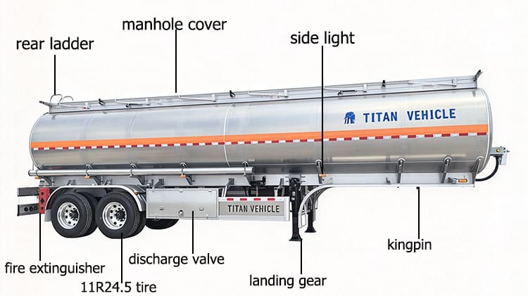 TITAN 2 Axle Aluminum Fuel Tank Semi Trailer for Sale in Tanzania