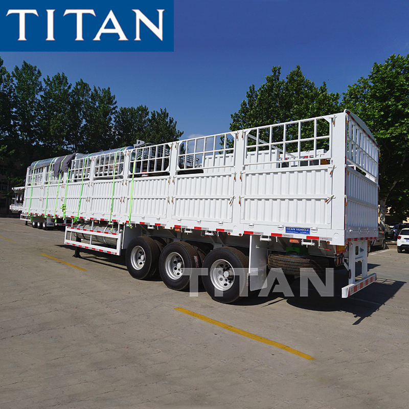 3 Axle 60T Fence Semi Trailer for Sale TITAN VEHICLE